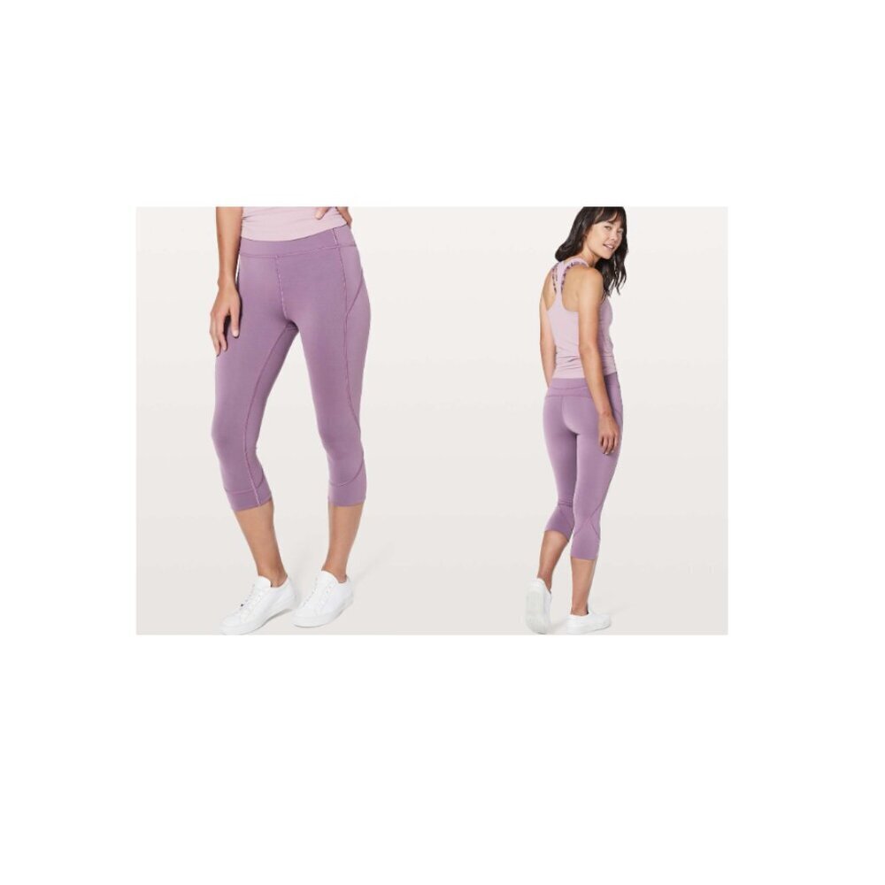 Lululemon In Movement Crop Athletic Sporty Legging *Everlux 19" Smoked Mulberry